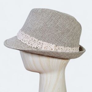 Cato Tan Fedora with Lace Trim Womens One Size